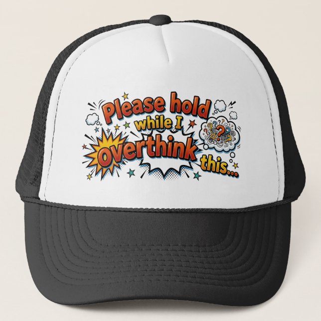 Gorra De Camionero Funny Overthinker Retro Comic Style Trucker Hat (Anverso)