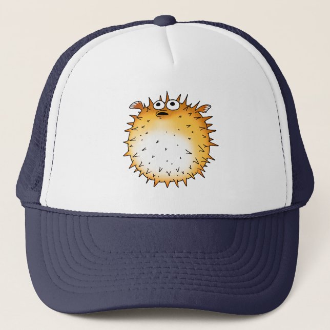 Gorra De Camionero Funny Personalizado Puffer Fish Design (Anverso)
