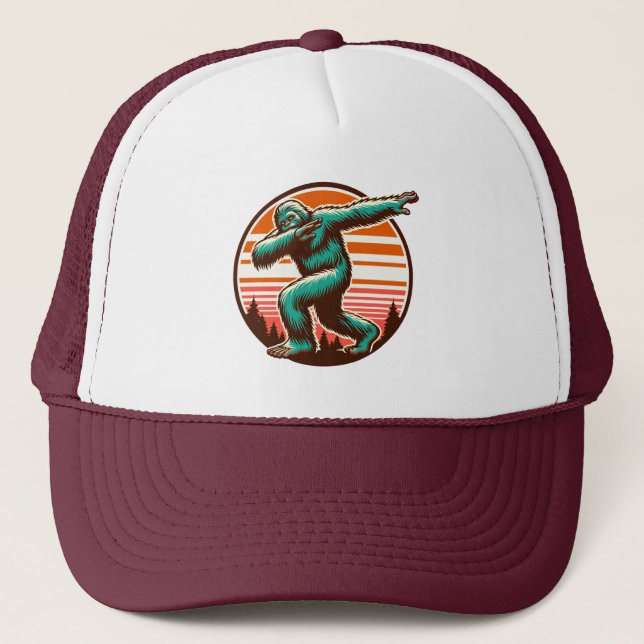 Gorra De Camionero Funny Sasquatch Bigfoot Dabbing Personalizado (Anverso)