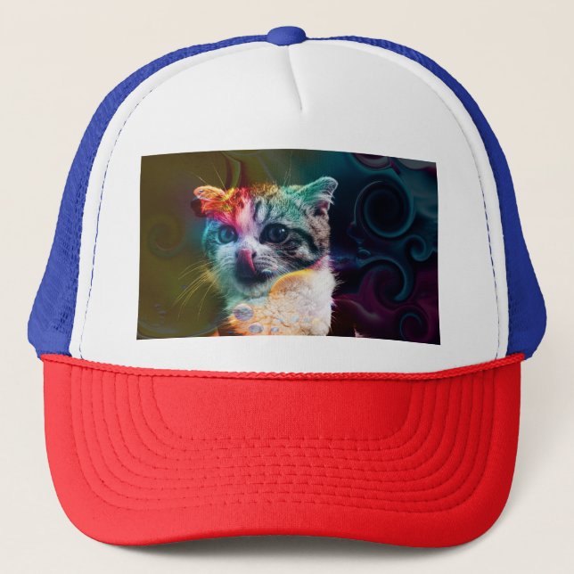 GORRA DE CAMIONERO FUNNY TRENDY COLORIDO CAT ART (Anverso)