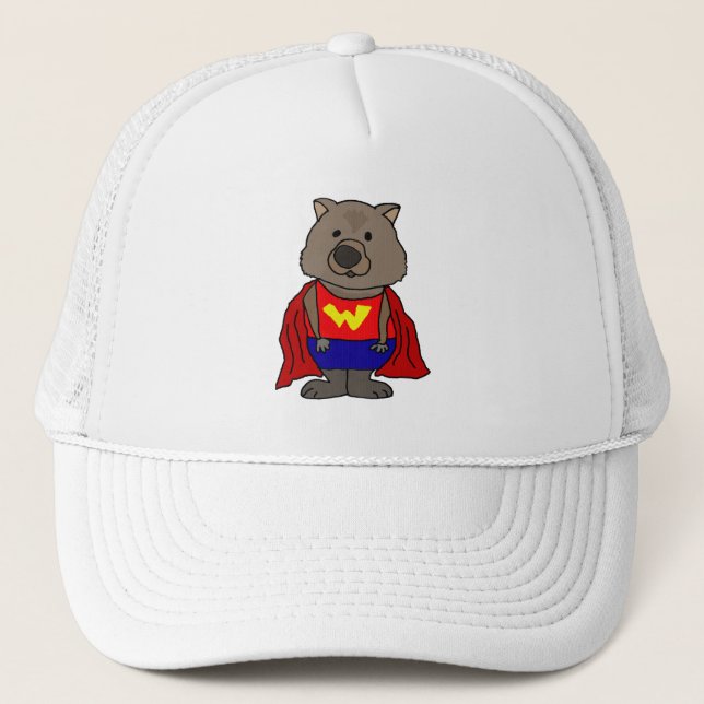 Gorra De Camionero Funny Wombat Superhéroe Personalizado (Anverso)