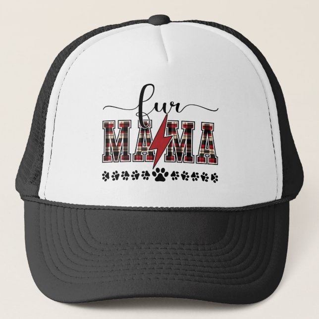 Gorra De Camionero Fur Mama Plaid Trucker Hat (Anverso)