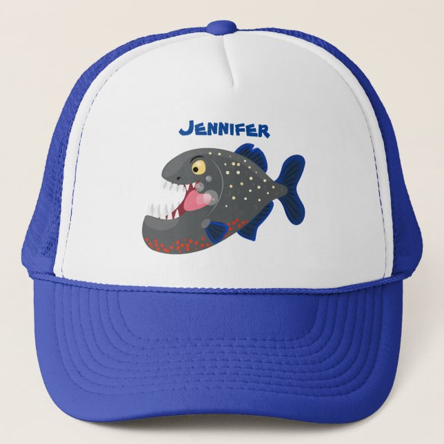 Gorra De Camionero Furioso ilustracion personalizado de piranha (Anverso)