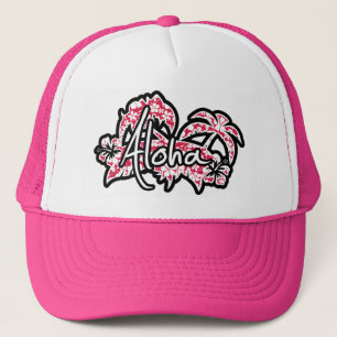Gorra De Camionero Fuschia Tropical Hibiscus; Aloha