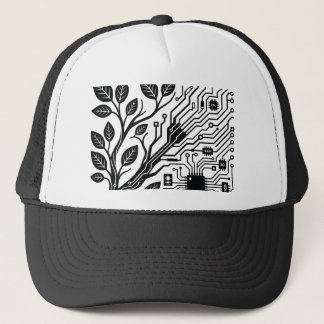 Gorra De Camionero Fusión de tecnología y naturaleza Línea de rama de