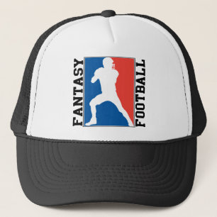 Gorra De Camionero Fútbol de la fantasía, logotipo blanco y azul rojo