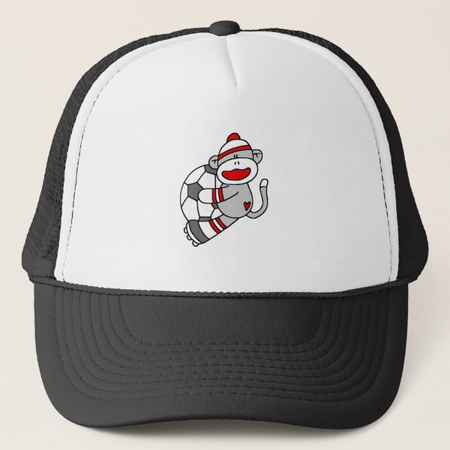Gorra De Camionero Fútbol del mono del calcetín (Anverso)