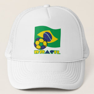 Gorra De Camionero Futbol y Bandera Brasileño