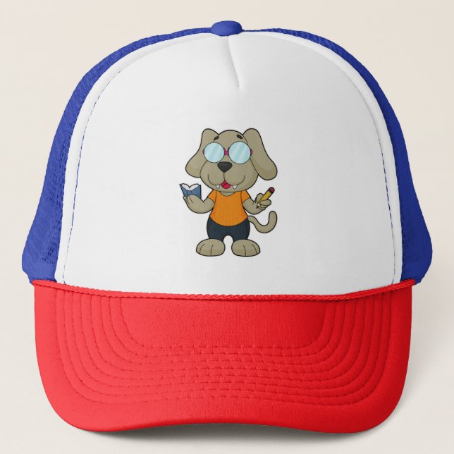 Gorra De Camionero Gafas de libros de Dog Nerd (Anverso)