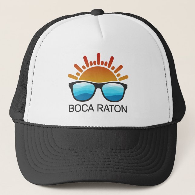 Gorra De Camionero Gafas de sol Boca Raton Florida (Anverso)