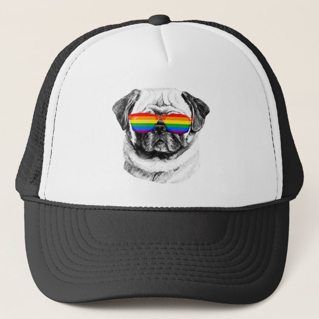 Gorra De Camionero Gafas de sol de Pug Pride (Anverso)