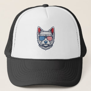 Gorra De Camionero Gafas de sol patrióticas para perros Westie Arte v