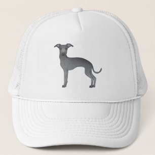 Gorra De Camionero Galgo azul italiano lindo perro caricaturista