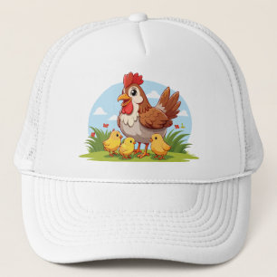 Gorra De Camionero gallina madre y pollitos amarillos pequeños