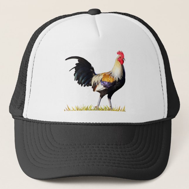 Gorra De Camionero Gallo de oro del americano de Duckwing (Anverso)