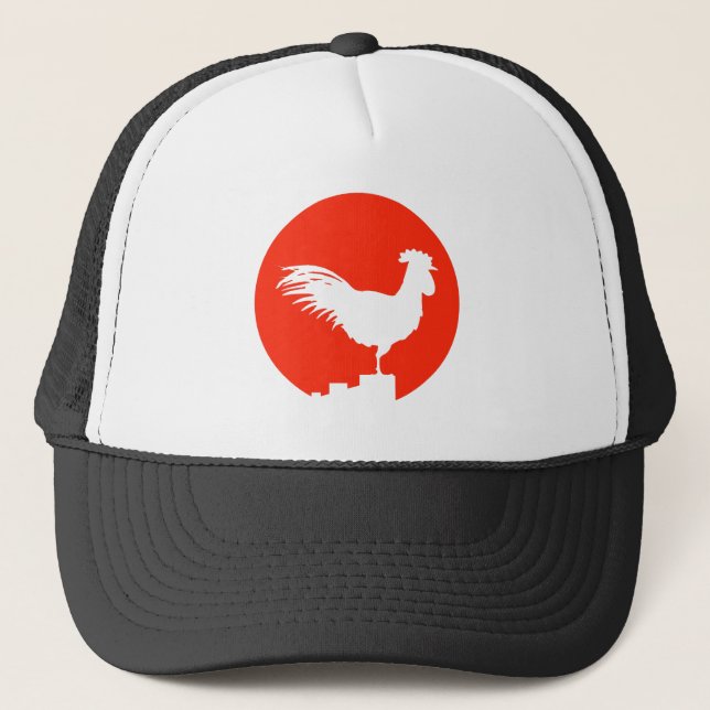 Gorra De Camionero Gallo en una cerca (Anverso)