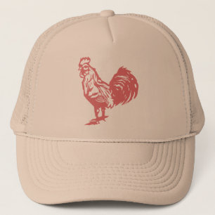 Gorra De Camionero Gallo Rojo Estilo Letterpress