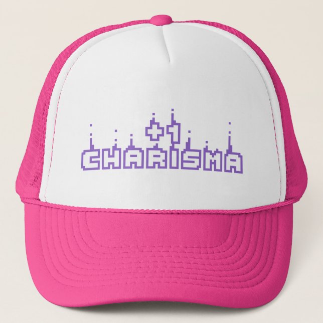 Gorra De Camionero Gamer Charisma Stat Cute Purple Pixel Eslogan de a (Anverso)