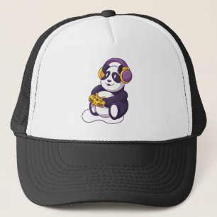 Gorra De Camionero Gamer Panda Jugando Videojuegos