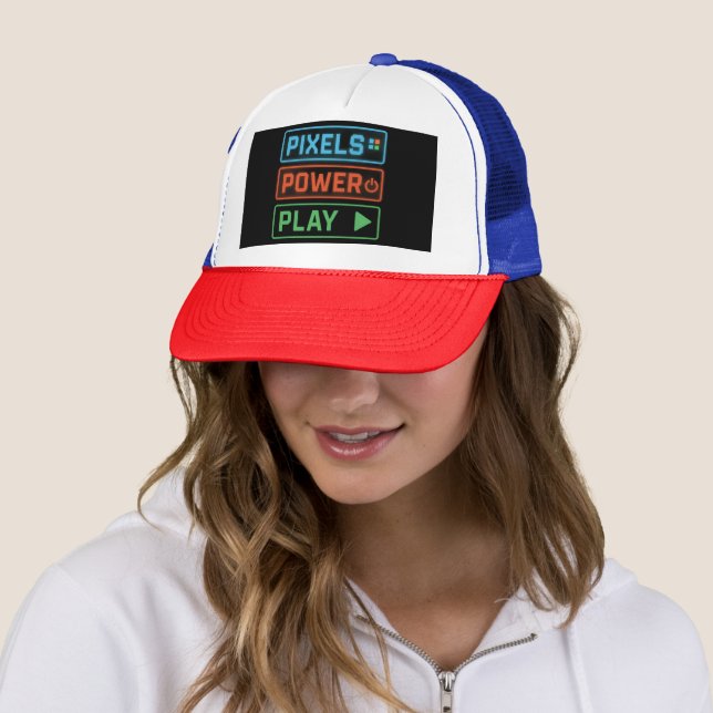 Gorra De Camionero Gaming Trucker Hat – Pixels Power Play Gamer Cap (In situ)