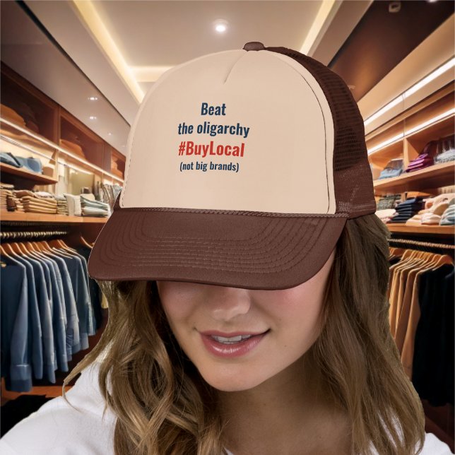 Gorra De Camionero Ganar a la oligarquía-Comprar local (Beat the oligarchy-Buy Local Trucker Hat by The Social Observatory Shop)