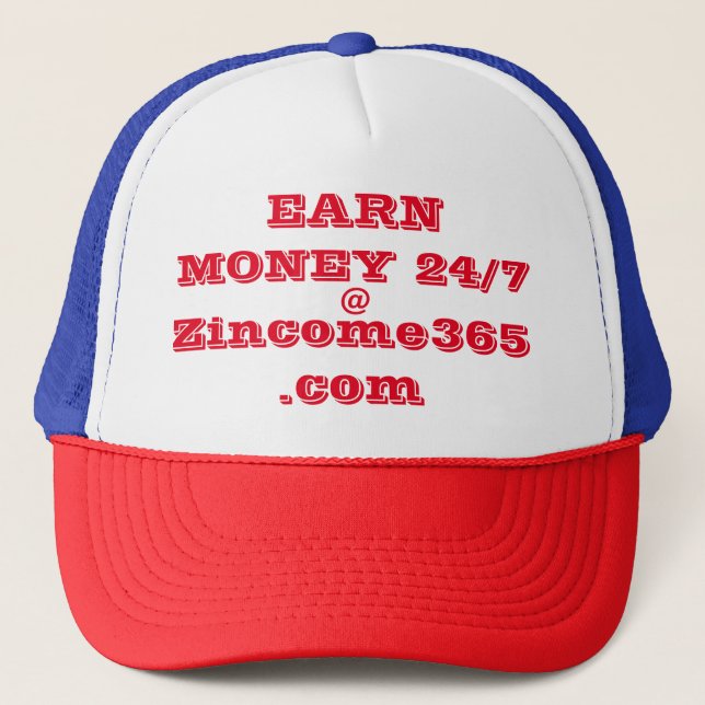 Gorra De Camionero GANAR DINERO 24/7 @ Zincome365.com Cap (Anverso)
