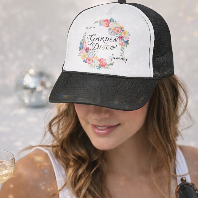 Gorra De Camionero Garden Disco Bachelorette Party Monogram (Subido por el creador)