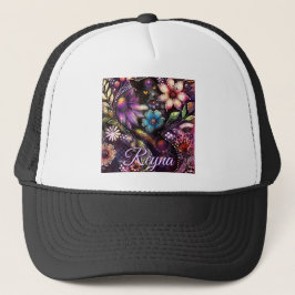 Gorra De Camionero Garden Kitty Cat Floral Abstract Personalized