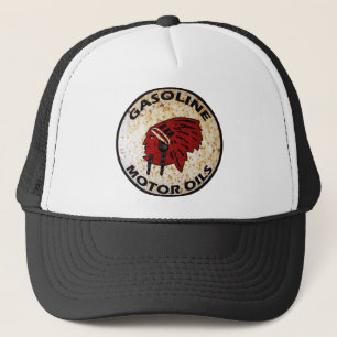 Gorra De Camionero Gasolina Red Indian letrero antiguo oxidado.
