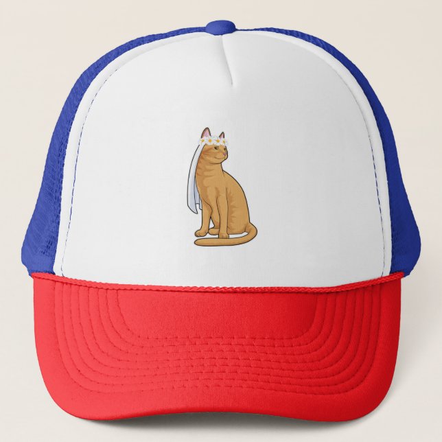 Gorra De Camionero Gata como Novia con Velo (Anverso)