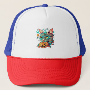 Gorra De Camionero Gata Momia Divertida Halloween