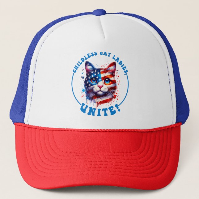 Gorra De Camionero Gatitas sin hijos unen a Kamala Harris (Anverso)