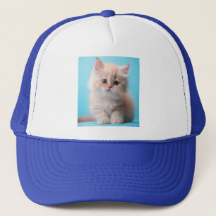 Gorra De Camionero Gatito Adorable con fondo azul