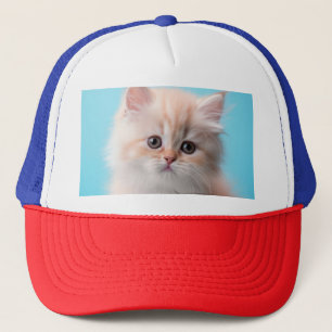 Gorra De Camionero Gatito Adorable con fondo azul