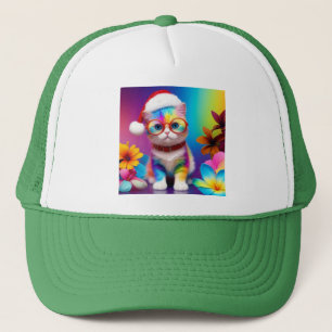 Gorra De Camionero Gatito arcoiris Santa Claus-57357