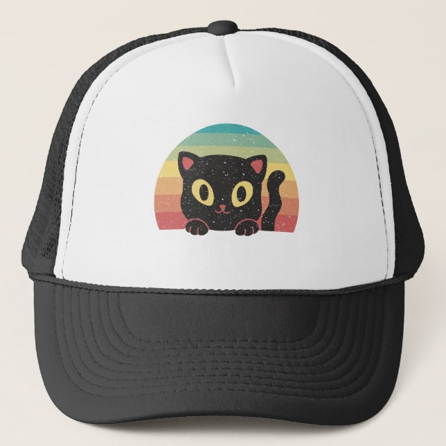 Gorra De Camionero Gatito negro lindo (Anverso)
