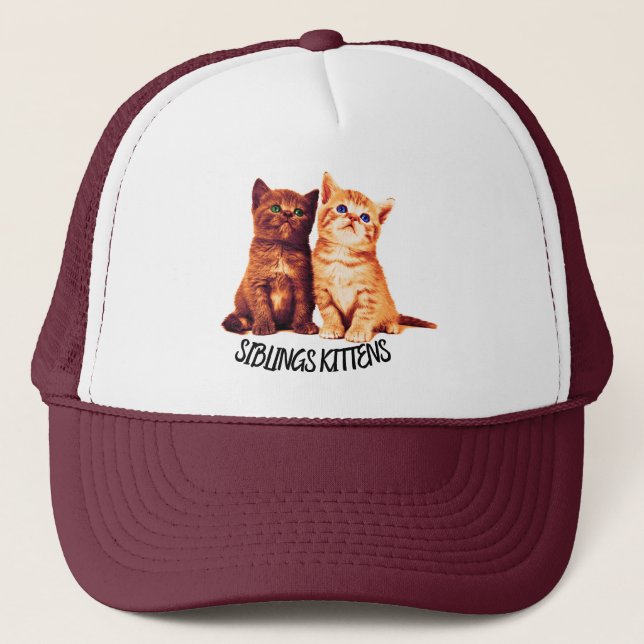 Gorra De Camionero Gatitos hermanos, dos gatos lindos (Anverso)