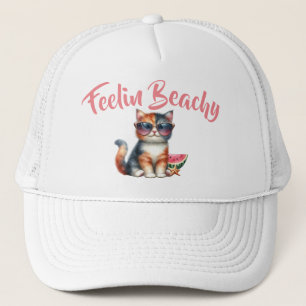 Gorra De Camionero Gato Adorable Sintiéndose Playero
