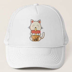 Gorra De Camionero Gato al beber con paja