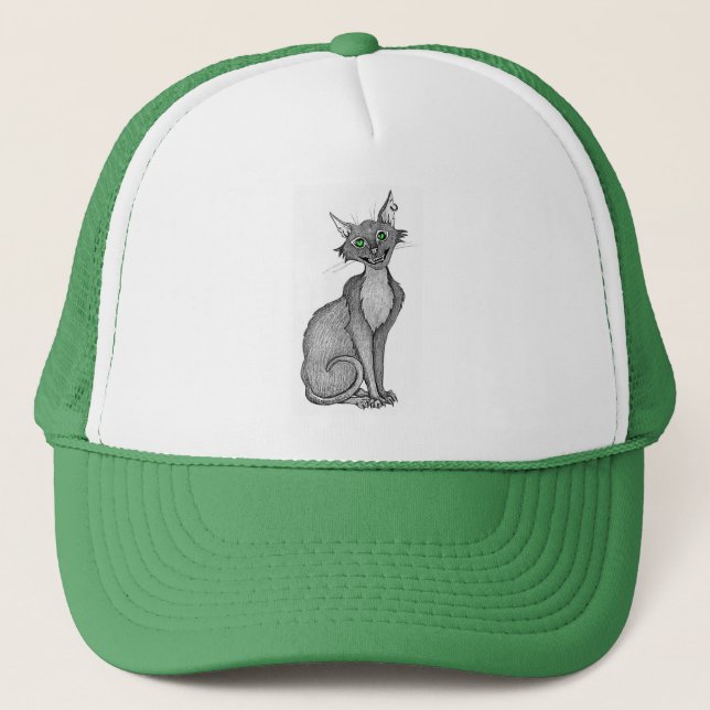 Gorra De Camionero Gato asqueroso de ojos verdes (Anverso)