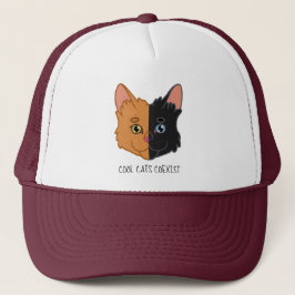 Gorra De Camionero Gato bicolor lindo de la quimera del naranja y del