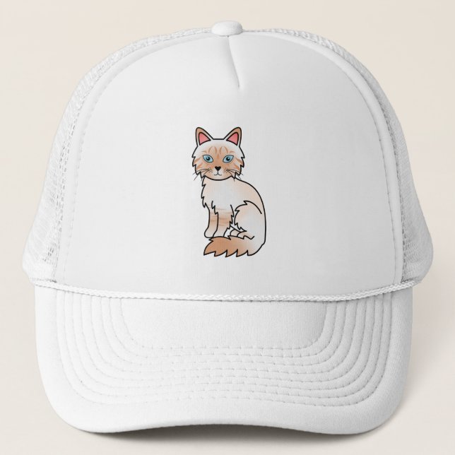 Gorra De Camionero Gato Birman / Ragdoll atigrado de punta roja (Anverso)