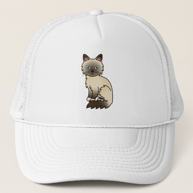 Gorra De Camionero Gato Birman / Ragdoll de punta de chocolate (Anverso)
