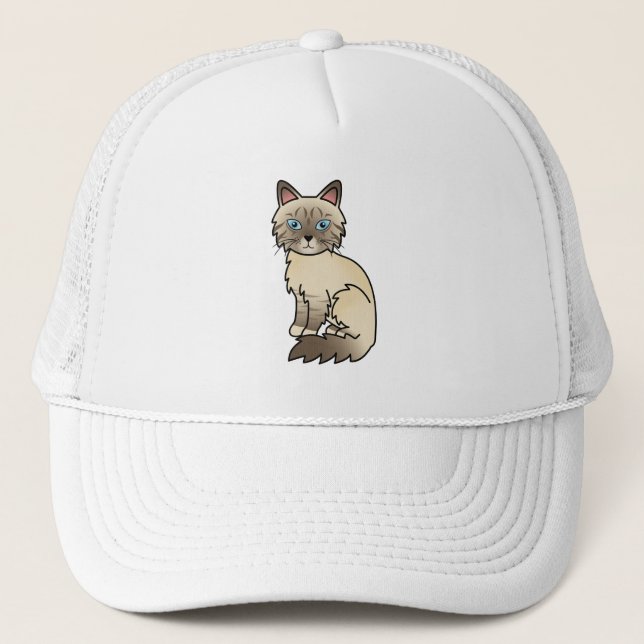 Gorra De Camionero Gato Birman / Ragdoll de punto de chocolate tabby (Anverso)