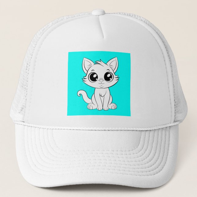 Gorra De Camionero Gato blanco adorable (Anverso)