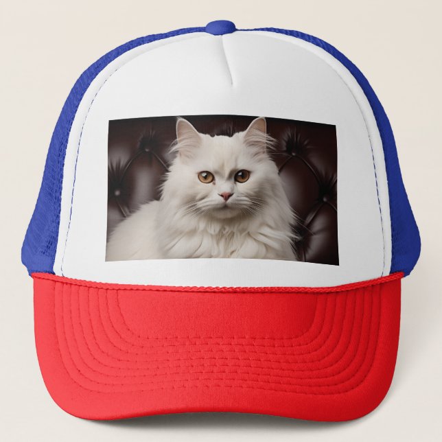 Gorra De Camionero Gato blanco majestuoso (Anverso)