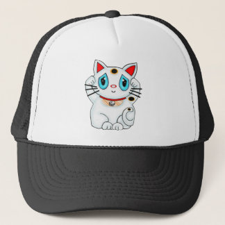 Gorra De Camionero Gato blanco que tienta afortunado de Maneki Neko