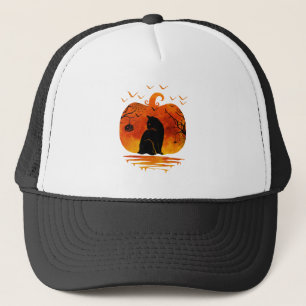 GORRA DE CAMIONERO GATO CALABAZA DE HALLOWEEN TEMPORADA DE OTOÑO