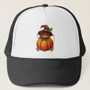GORRA DE CAMIONERO GATO CALABAZA DIVERTIDO LINDOS