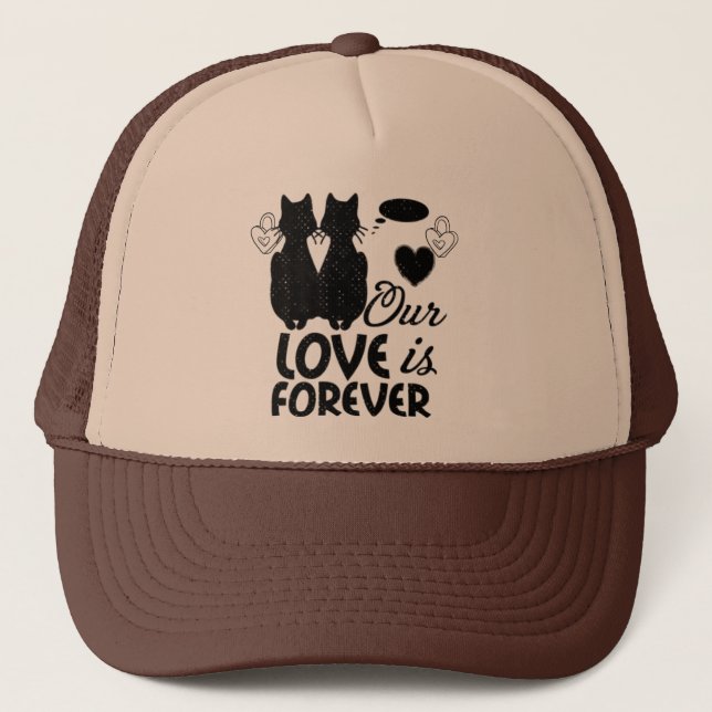 Gorra De Camionero gato celebrando al El día de San Valentín. (Anverso)